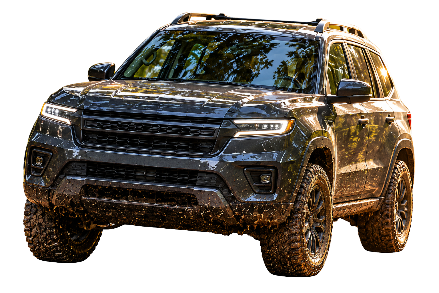 SUV driving on the trail