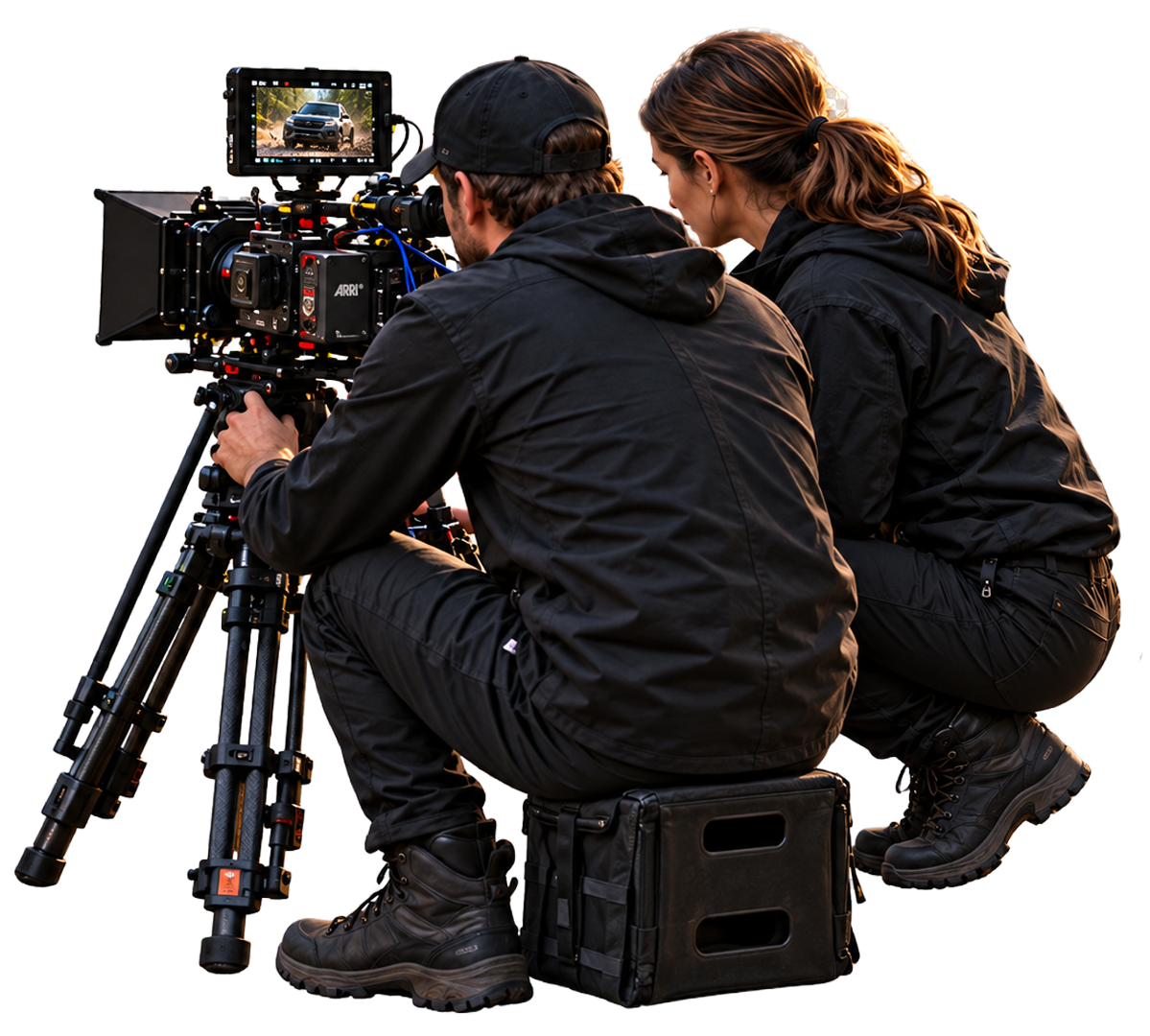 Film crew filming the SUV